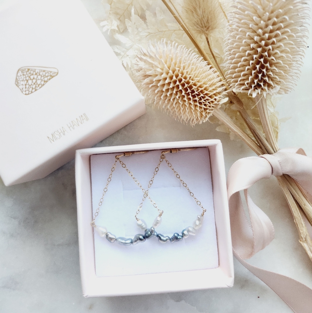 Misha Hawaii Tahitian Ombre Keshi Earrings